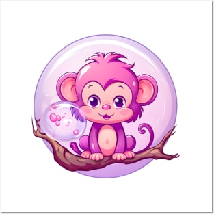 Purple Monkey in a Bubblegum Tree Posters and Art